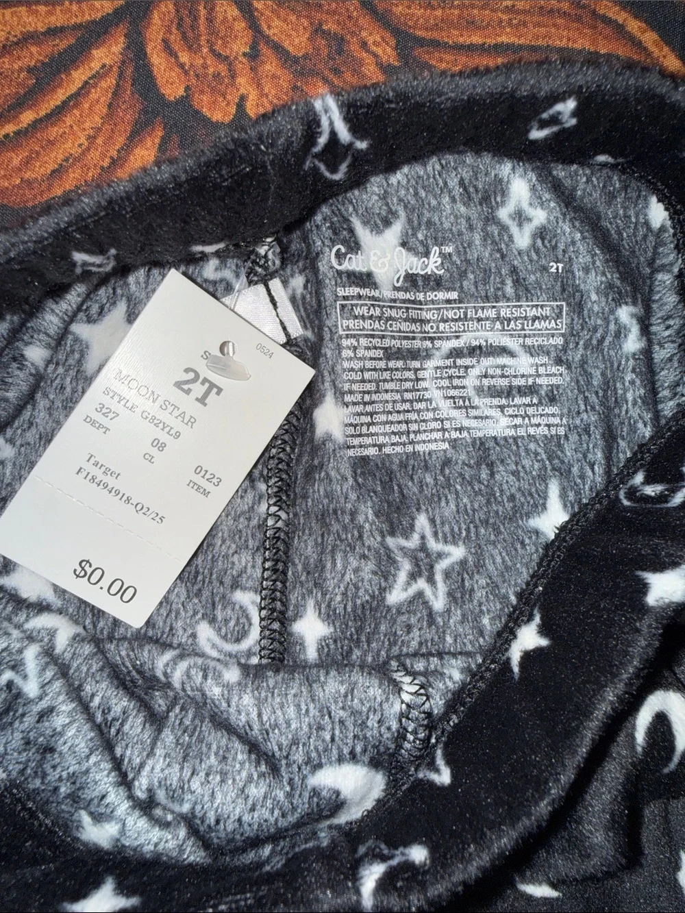 NWT 2T Black Moon & Star Kids Pajama Set